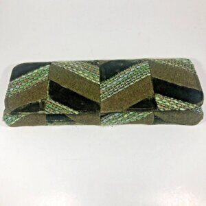 Green Tweed Velvet Mixed Print Fabric Clutch Bag Purse by Shiraleah